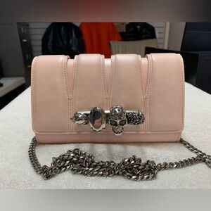 Alexander McQueen Pink Clay The Slash Clutch on Chain Crossbody Bag